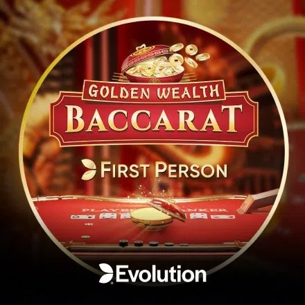 First Person Golden Wealth Baccarat casino game by Evolution – featured logo at 500 Casino